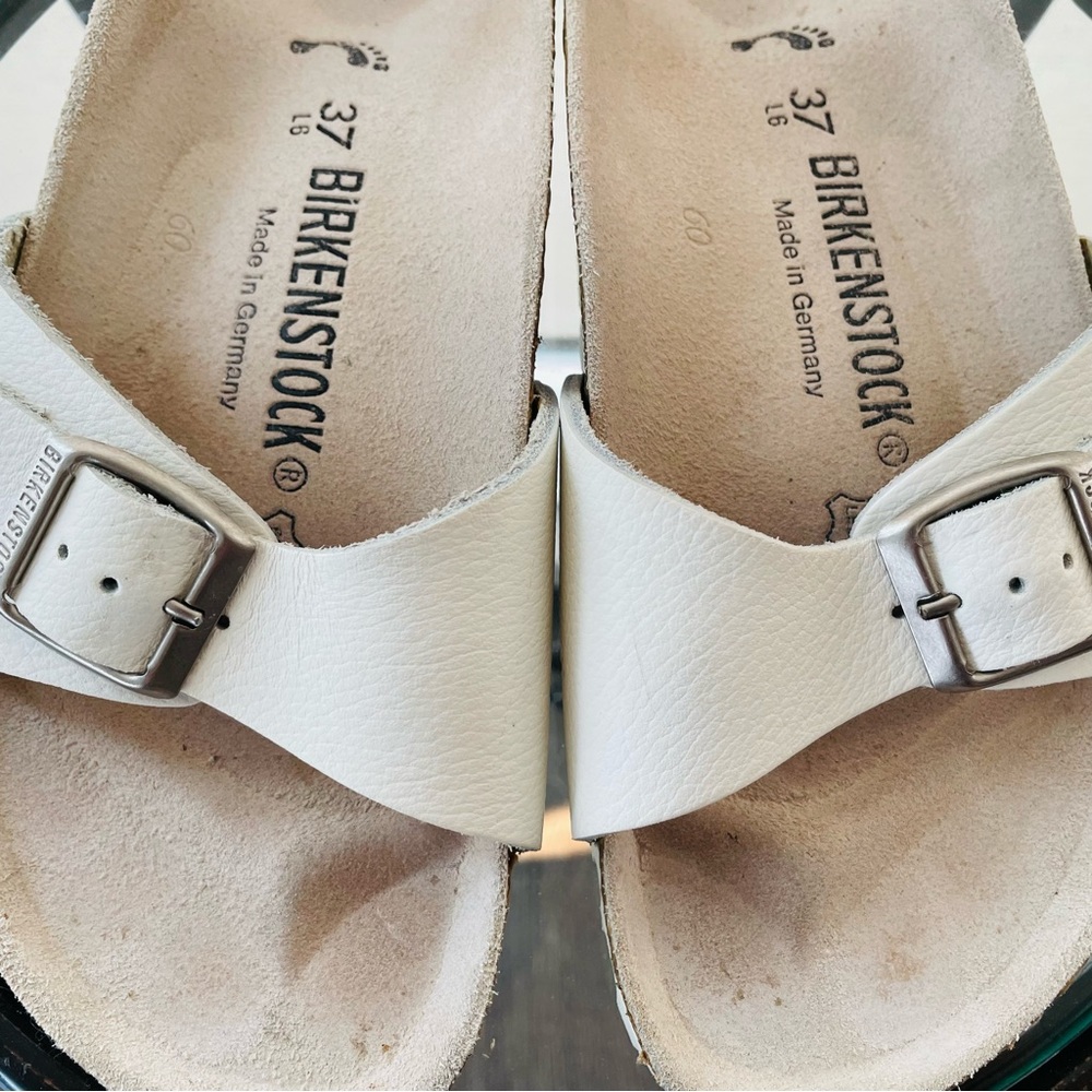 GUC Birkenstock Madrid leather sandals in white/cream. Size 37 (slim fitting) - Picture 4 of 10